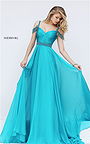 On Sale Sherri Hill 50086 Knotted Ruched Turquoise Jeweled Long Dress Prom 2016