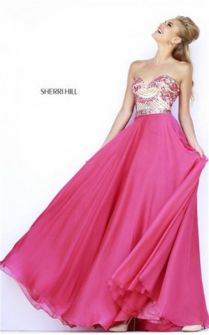 Ruby Beaded Sherri Hill 1942 Strapless 2016 Long Homecoming Gown Outlet