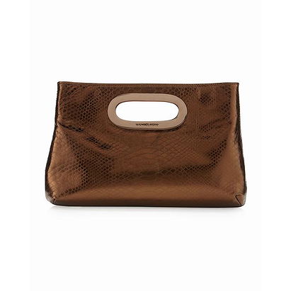 Cocoa Python embossed metallic MICHAEL Michael Kors Berkley Clutch