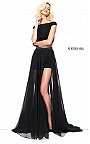 2017 Two Piece Sherri Hill 50875 Off Shoulder Beaded Black Prom Dress Long