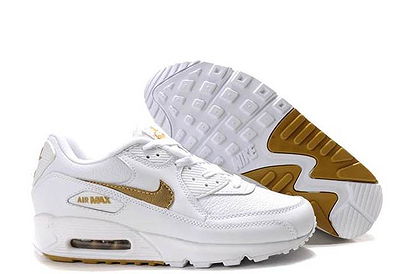Nike Air Max 90 White And Metallic Gold Trainers Mens