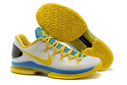 Kevin Durant V 5 Elite%u201CPlayoffs Home%u201DWhiteTour Yellow-Photo Blue New Release Shoe