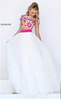 2016 Floral Two Piece Beaded Cap Sleeved Evening Gown Sherri Hill 50325 Outlet