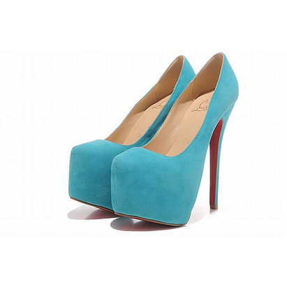 Red Bottom Christian Louboutin Daffodile 160mm Suede Platform Pumps Sky Blue