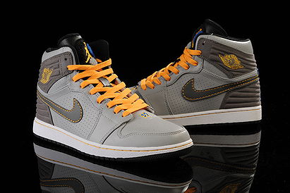 Real Jordan Retro Shoes - Wolf Grey and Bright Citrus Air Michael Jordan 1%u02CA93
