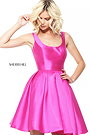 Sherri Hill S50887 Scoop Neck Fuchsia Short A-Line Prom Dresses Sleeveless 2017