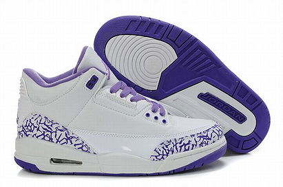 Nike Air Jordan 3(III) Women Shoes - White/Purple