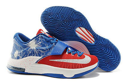 Nike Zoom KD 7 Silver/White/Royal Blue with University Red Athletic Sneakers for Men