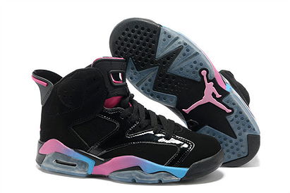 Nike Retro Jordan 6 - Pink Black and Blue - Women Basketball Shoes