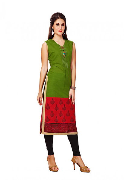 Green Color Fashion Designer Kurti Tops