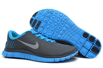 Nike Free 4.0 V2 Anthracite Reflect Silver Blue Glow Mens Shoes 