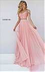 Sweetheart Neckline Blush Beaded Strap Sherri Hill 50086 Open Back 2016 Ruched Long Chiffon Evening Dresses
