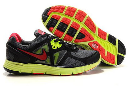 Nike LunarGlide  3 Running Shoe Dark Grey Volt Red Mens