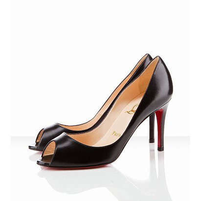Black Christian Louboutin You You 100mm Patent Peep Toe Pumps Red Sole Shoes