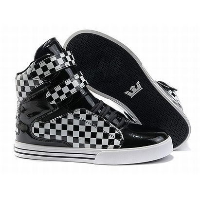 men's supra tk society high tops black white plaid