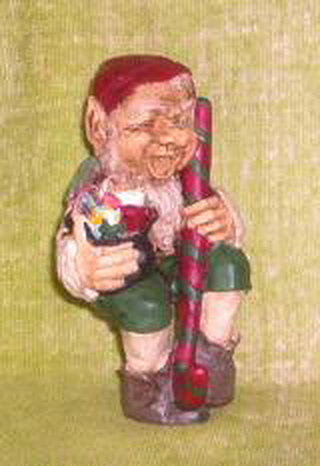 Gnome Figurine Stocking Holder with Candy Cane