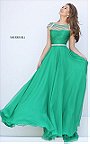 Spring 2017 Emerald Beading U-Back Ruched Long Evening Gown From Sherri Hill 50414