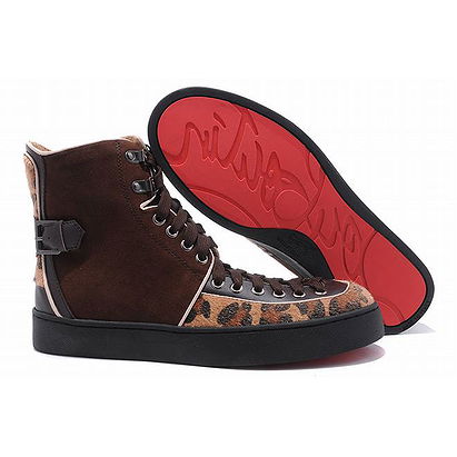 Black Christian Louboutin Alfie Flat High Top Mens Sneakers Pony Hair Red Sole Shoes