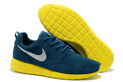 Mens Nike Roshe Run Premium NavyMetallic Silver-Lightning Yellow Shoes