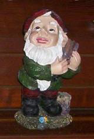 Gnome Figurine with Wood, Resin