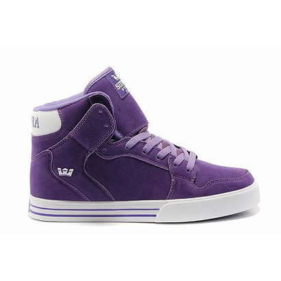 men's supra vaider high top purple white perf leather footwear