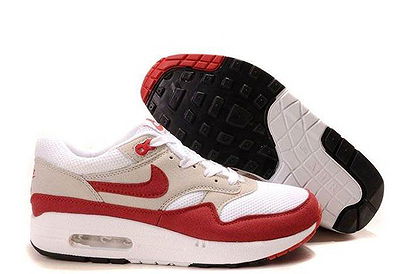 Air Max 1 Nike Running Sport Shoes White Sport Red Neutral Grey Black