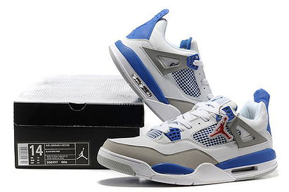 Michael Jordan IV 4 Nike Air Shoes Size 14 And Size 15 White/Blue/Grey