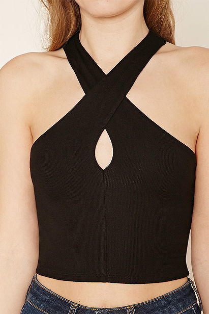 Crisscross High-Neck Crop Top