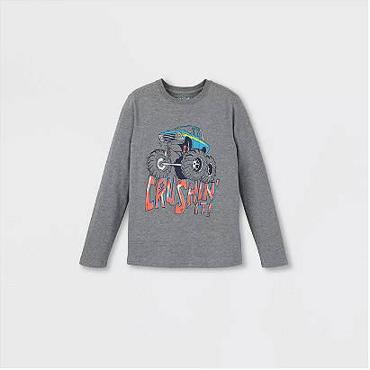 Boys' Monster Truck Graphic Long Sleeve T-Shirt - Cat & Jack™ Gray
