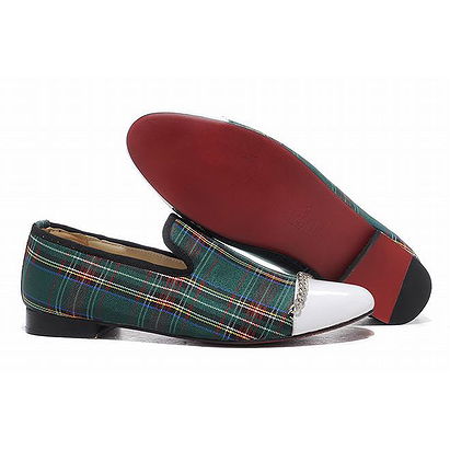 Red Bottom Christian Louboutin Rollergirl Tartan Canvas Womens Flat Shoes