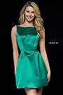 Emerald Sherri Hill High Neck 52167 A-Line Short Satin Prom Dresses 2018 [Emerald Sherri Hill 52167] - $180.00