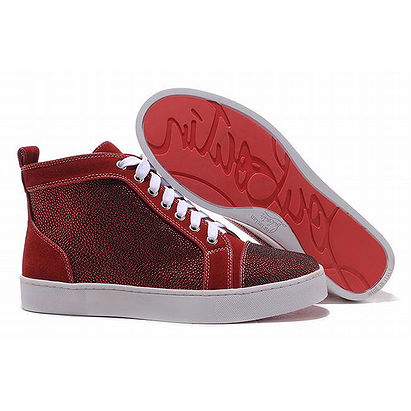 Red Christian Louboutin Louis Strass High Top Women Red Sole Sneakers