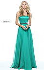 2017 Emerald Satin Beaded Sherri Hill 51145 Strapless Long Dress Prom Junior