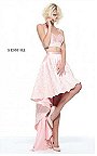 2017 Pink Sherri Hill 51127 Lace Embroidered Hi-Low 2-Piece Prom Dress