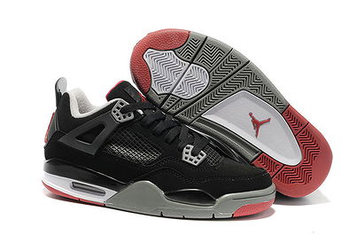 Air Jordan IV Female Nike Shoes Retro 4 Black/Grey/Red