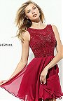 2017 Berry Haltered Mini Jeweled Sherri Hill Style 50517 Prom Dress Cheap [Sherri Hill 50517 Berry] - $188.00