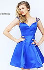 Short Beaded Open Back Sherri Hill 50548 Royal 2016 Homecoming Dress