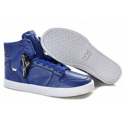 supra vaider high tops blue and white skate shoes