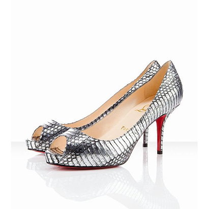 Dark Silver Christian Louboutin Mater Claude 85mm Watersnake Pumps Red Sole Shoes