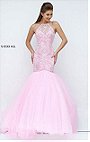Sherri Hill 50352 Open Back Patterned Beaded Halter Neckline Pink 2016 Long Pleated Prom Dresses
