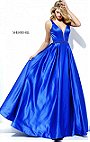 2016 Plunging V Neck Royal Sherri Hill 50496 A Line Long Satin Evening Gowns