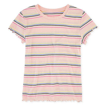 Arizona Striped Girls Round Neck Short Sleeve T-Shirt