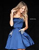 Sherri Hill 51390 Strapless Open Back Short Satin Prom Dresses 2018 Navy
