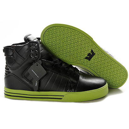 Supra Skytop Shoes (Black/Lime Green)
