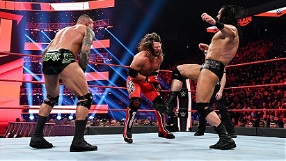 Drew McIntyre vs. Randy Orton vs. AJ Styles - Triple Threat Match: Raw, January 13, 2020.