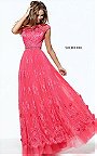 Beads Embellished Sherri Hill 50969 Coral Lace Long 2017 Prom Dress