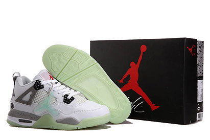 Nike Jordan IV Glow Shoes:White/Grey/Red Men Size