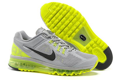 Buy Cheap Mens Air Max 2013 Running Shoes Wolf Grey & Black Volt
