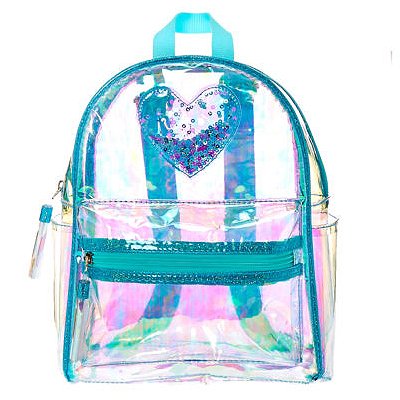 Clear Iridescent Mint Mini Backpack