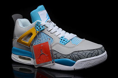 New Style Jordan Brand Shoes Retro 4 In Light Blue & Wolf Grey &%u3000Cement Grey & True Yellow & White Colorways - Detailed Look